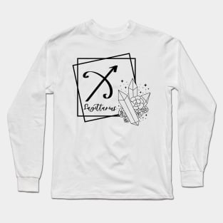 Sagittarius Zodiac Sign Floral Crystal Design Long Sleeve T-Shirt